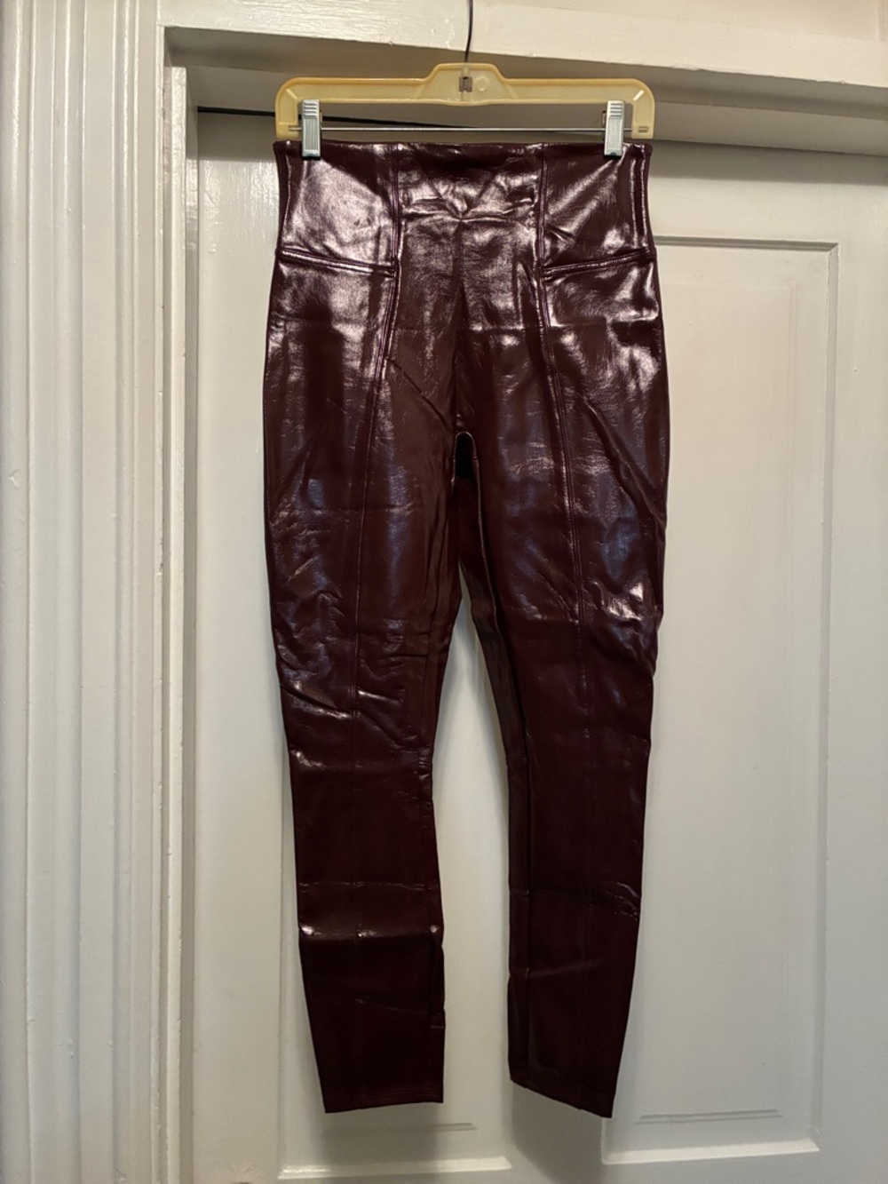 SPANX Burgundy Faux Leather High-Waist Leggings